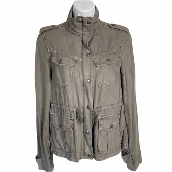 TALULA Gray Cargo Military Style Drawstring Jacket - Picture 1 of 6